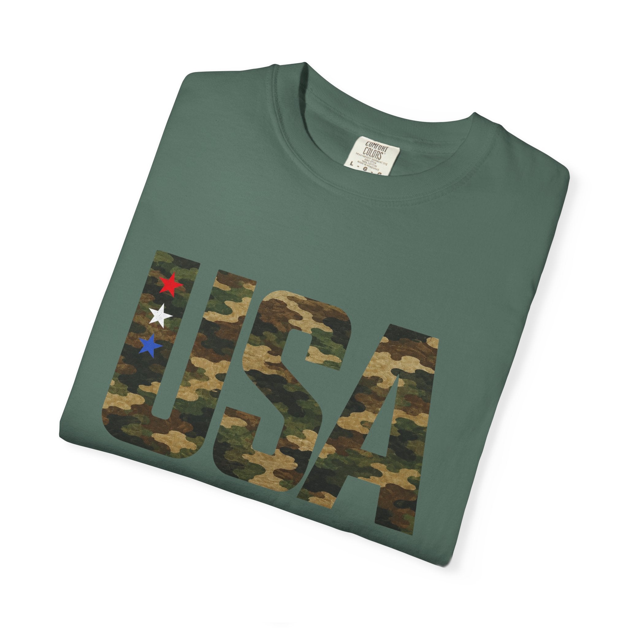 USA Camo Graphic T‑Shirt — Patriotic Military Style Tee