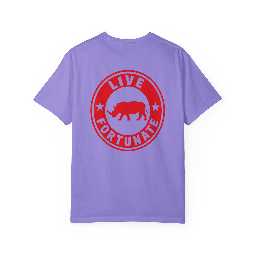 Live Fortunate Rhino T-Shirt — Red Rhino Logo Tee