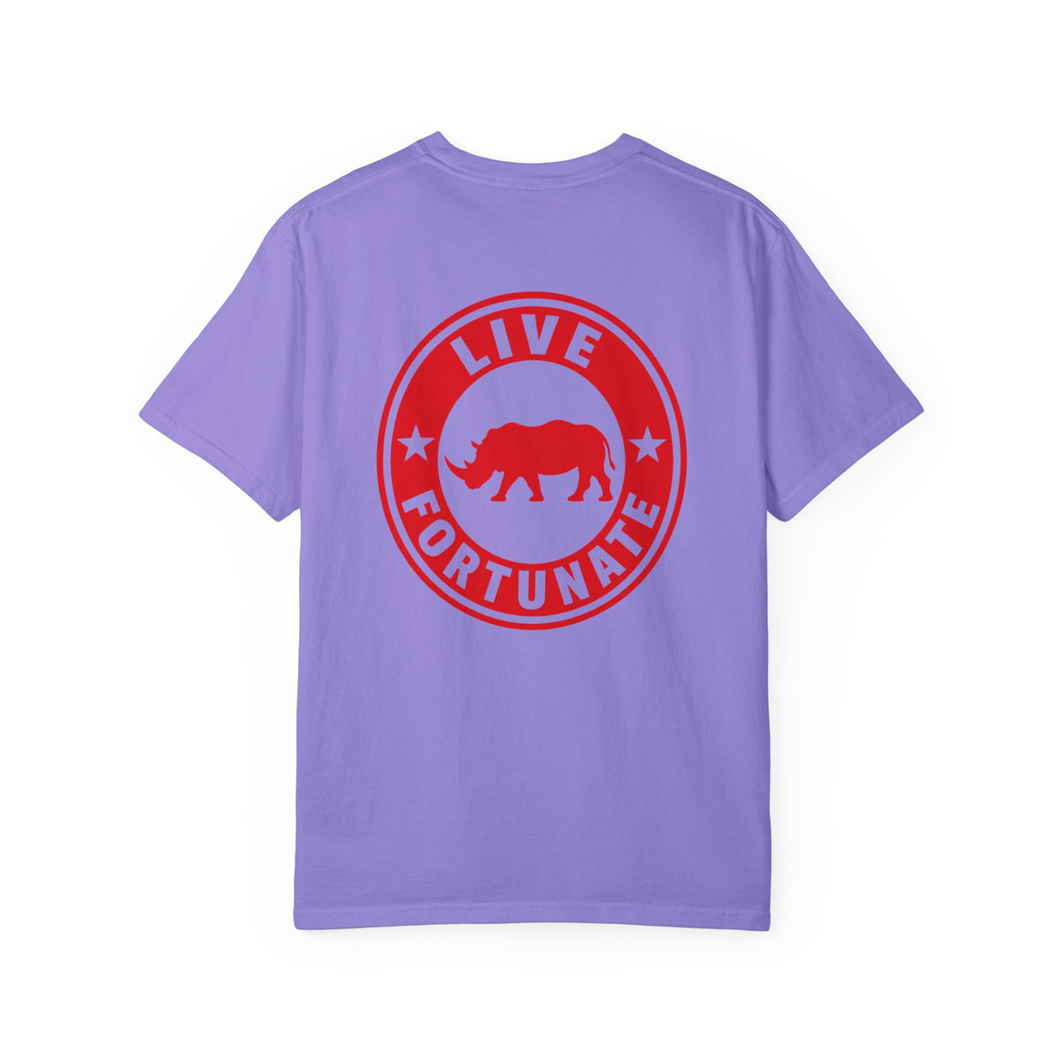 Live Fortunate Rhino T-Shirt — Red Rhino Logo Tee