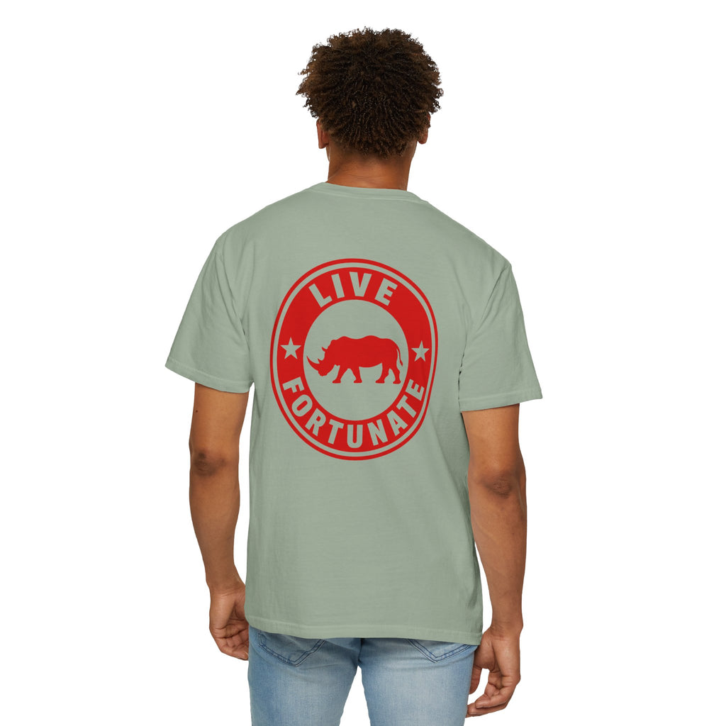 Live Fortunate Rhino T-Shirt — Red Rhino Logo Tee