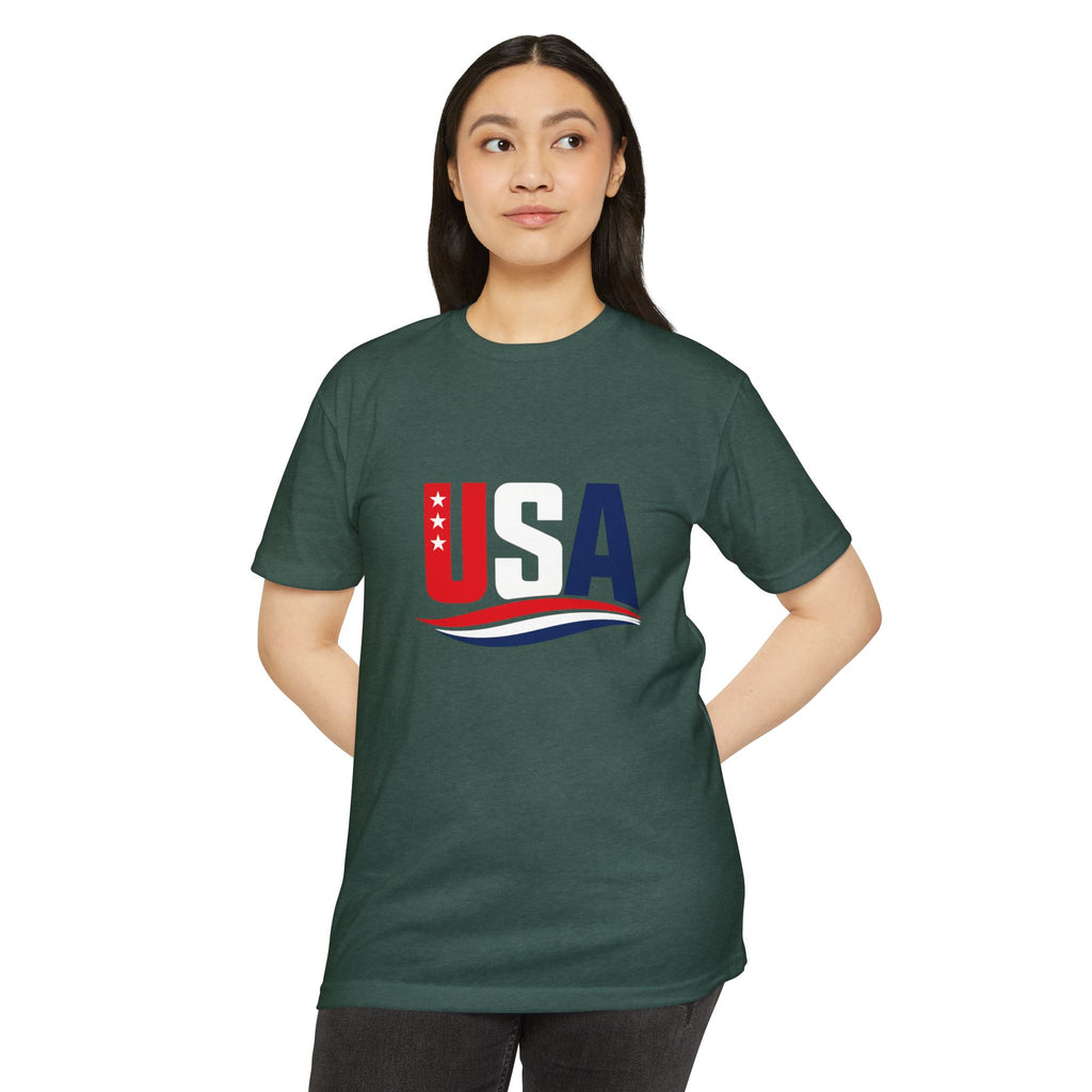 USA Flag Graphic T-Shirt — Patriotic Red White Blue Tee