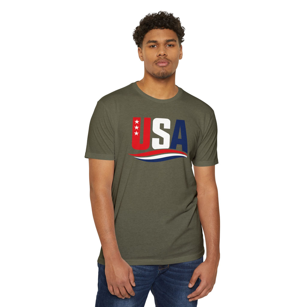 USA Flag Graphic T-Shirt — Patriotic Red White Blue Tee