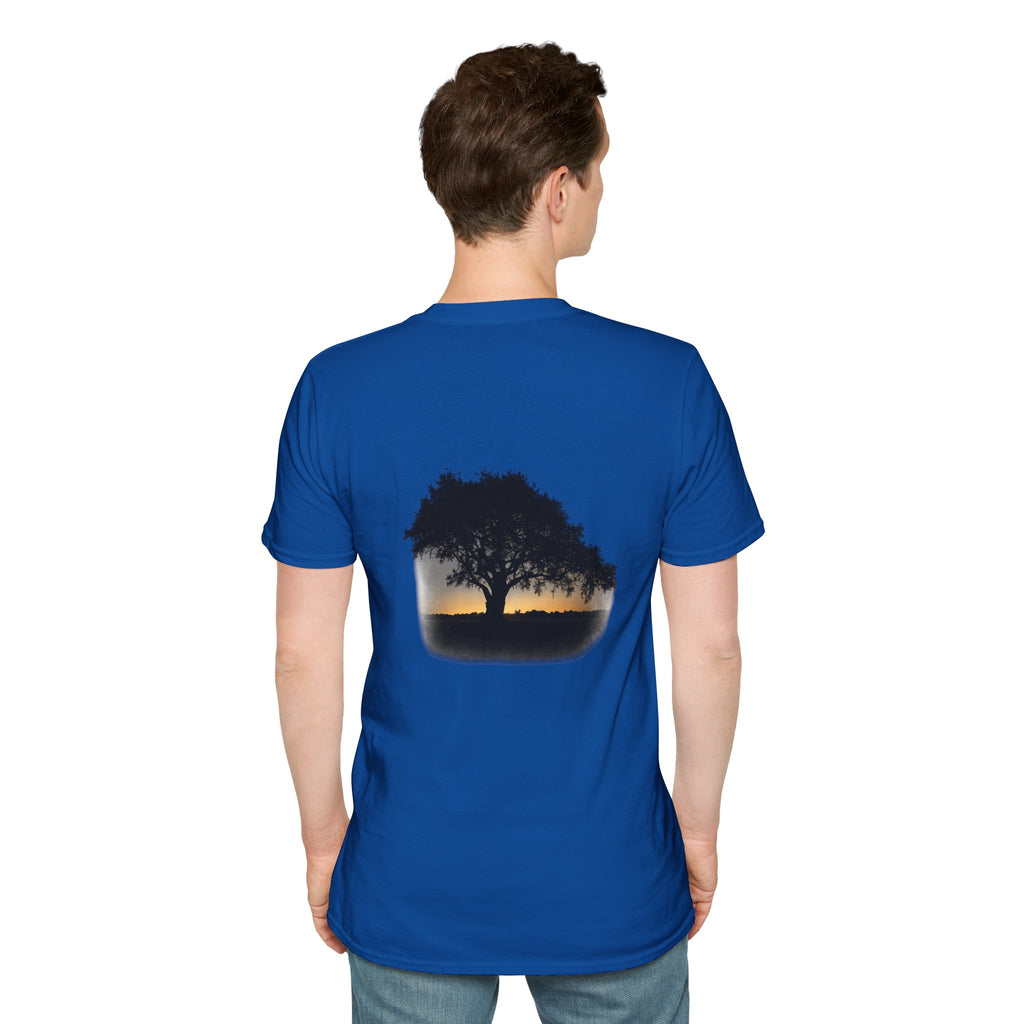 Tree of Clues Sunset T-Shirt — Silhouette Nature Graphic Tee