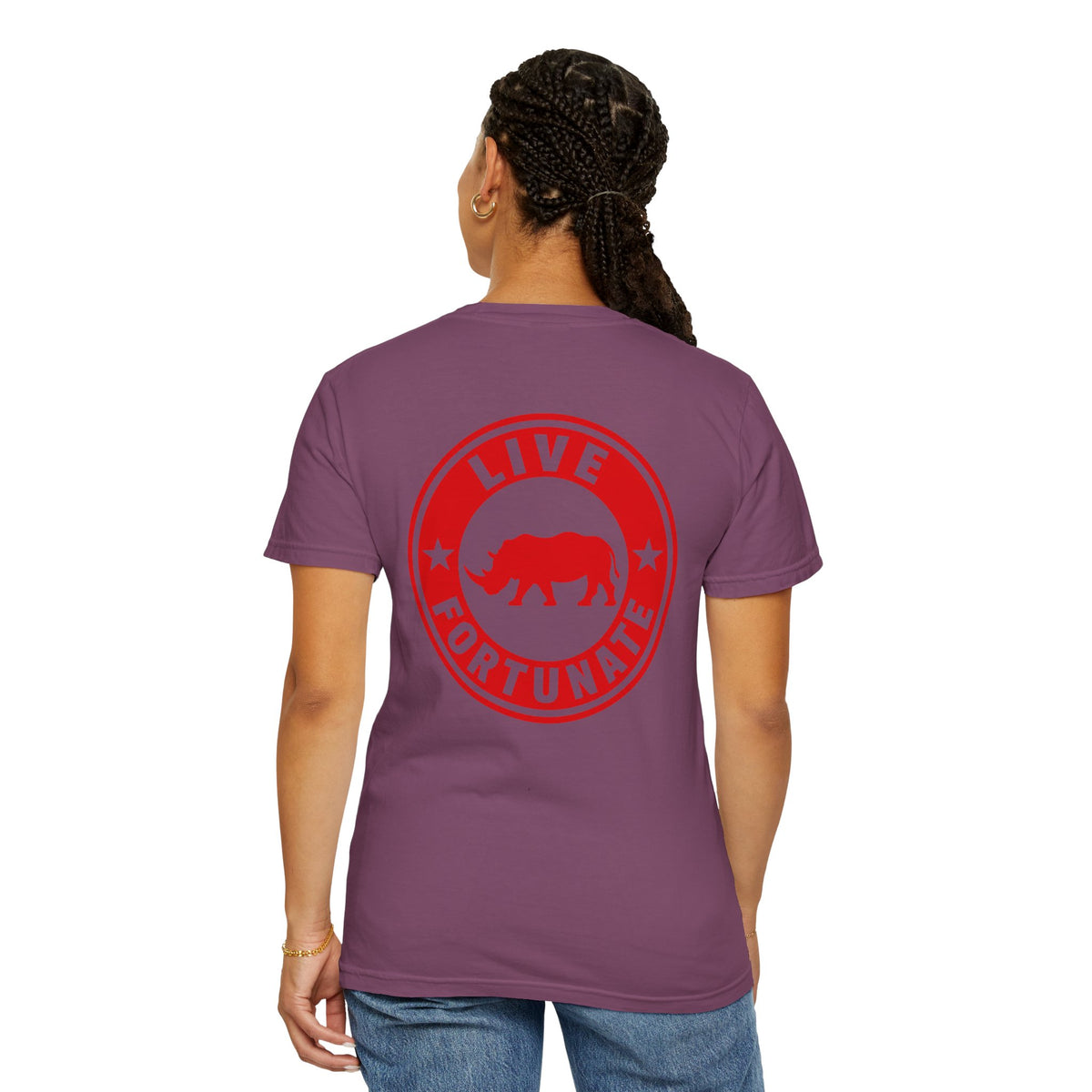 Live Fortunate Rhino T-Shirt — Red Rhino Logo Tee