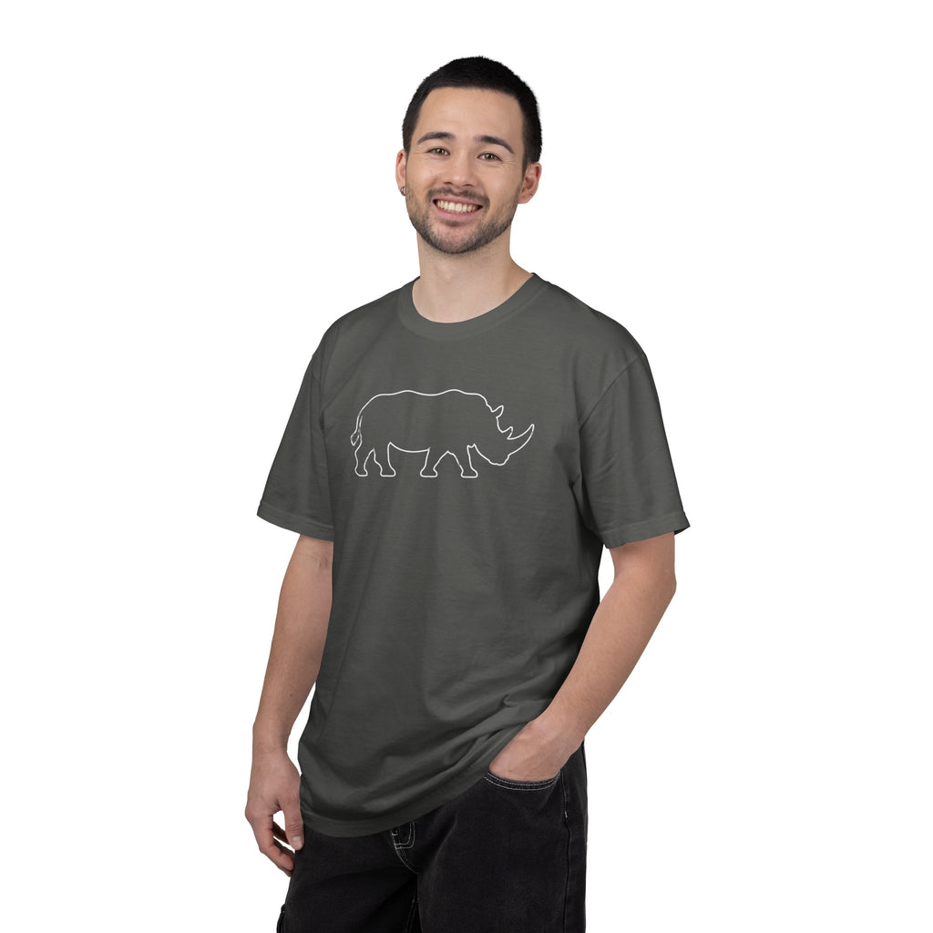 Rhino Outline T-Shirt — Minimal Wildlife Graphic Tee