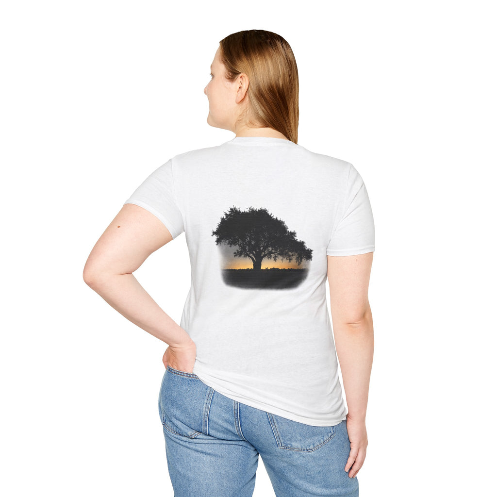 Tree of Clues Sunset T-Shirt — Silhouette Nature Graphic Tee
