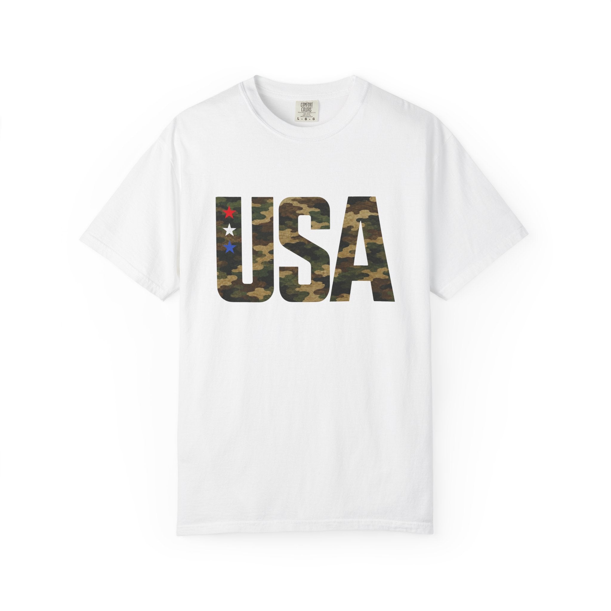 USA Camo Graphic T‑Shirt — Patriotic Military Style Tee