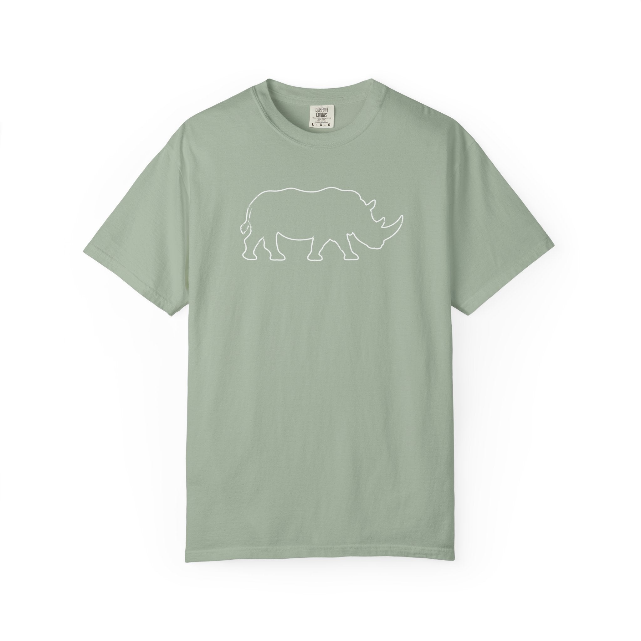 Rhino Outline T-Shirt — Minimal Wildlife Graphic Tee