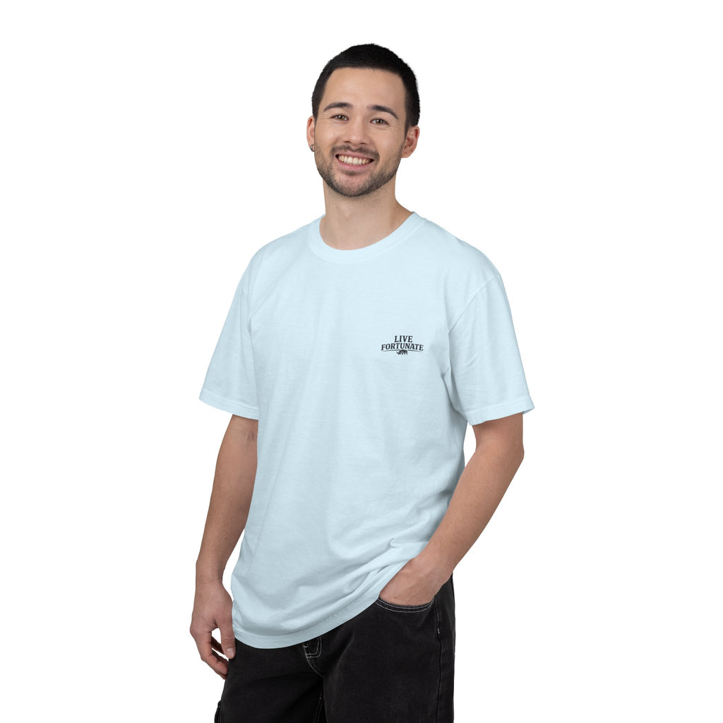Fishing Lake Scene T-Shirt — Vintage Angler Silhouette Tee