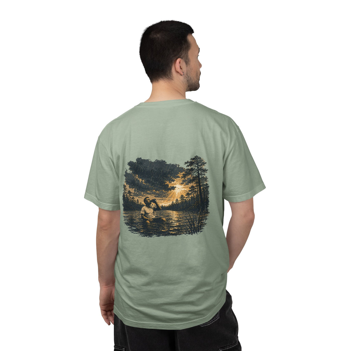 Sunset Vintage T-Shirt — Lake Scene