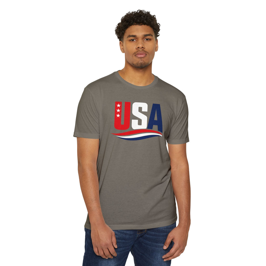 USA Flag Graphic T-Shirt — Patriotic Red White Blue Tee