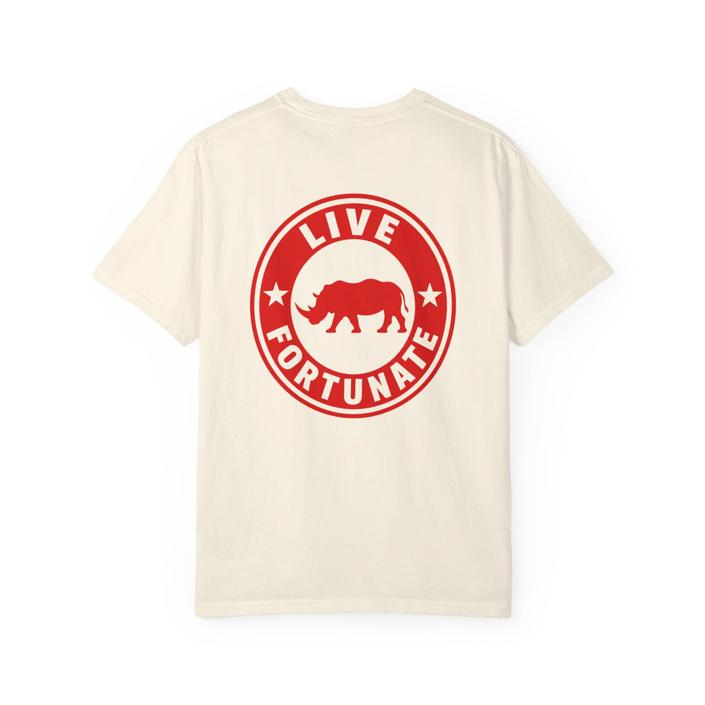 Live Fortunate Rhino T-Shirt — Red Rhino Logo Tee