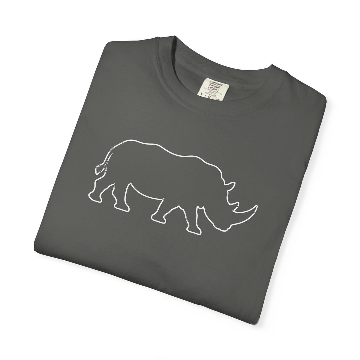 Rhino Outline T-Shirt — Minimal Wildlife Graphic Tee