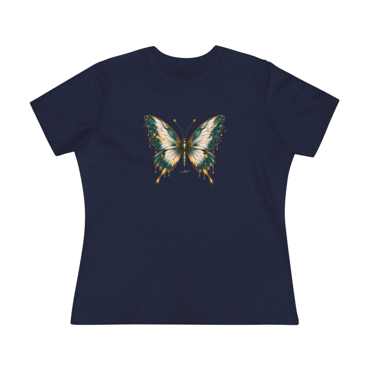Butterfly Graphic Tee — Teal & Gold Vintage Butterfly Women's T-Shirt
