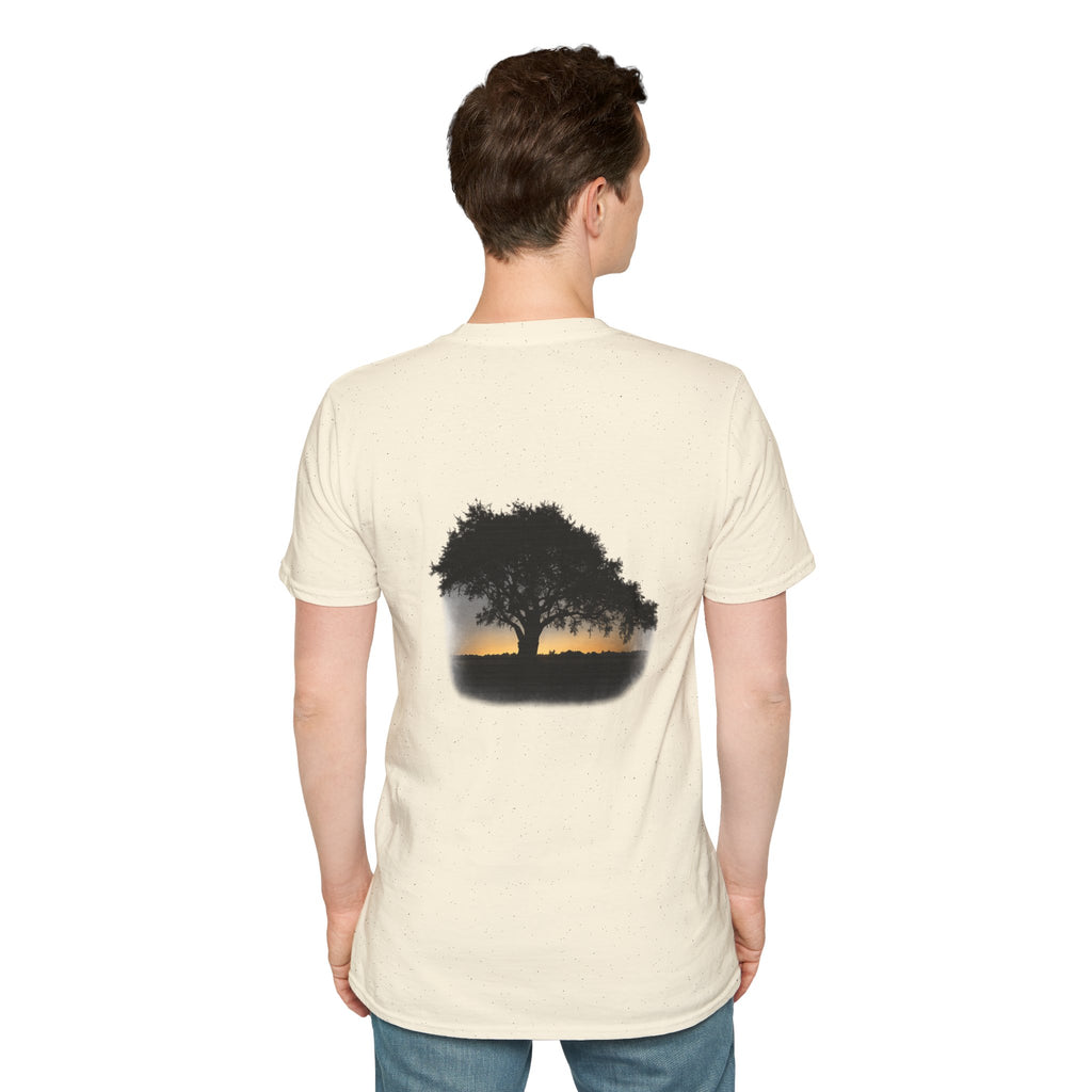 Tree of Clues Sunset T-Shirt — Silhouette Nature Graphic Tee