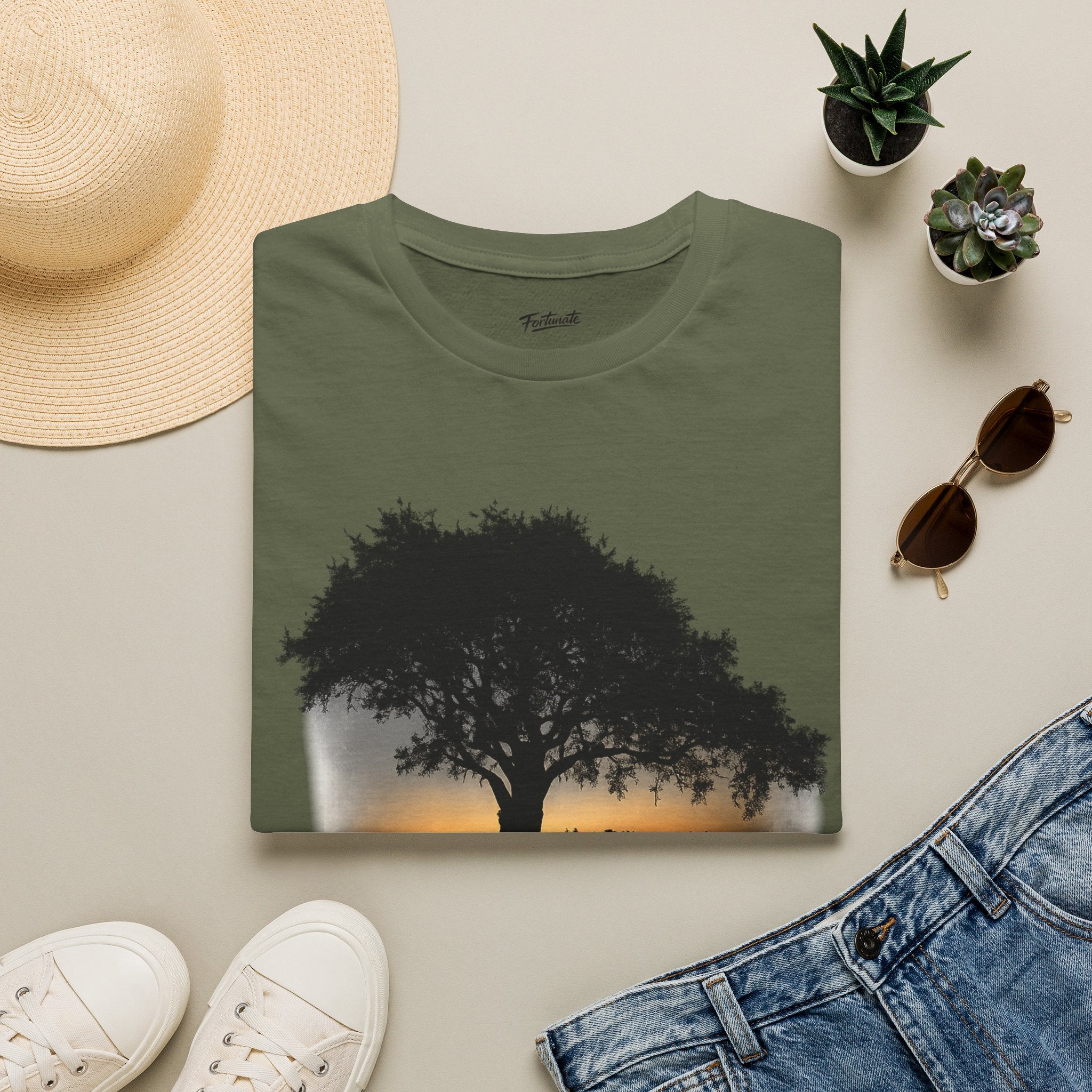 Tree of Clues Sunset T-Shirt — Silhouette Nature Graphic Tee