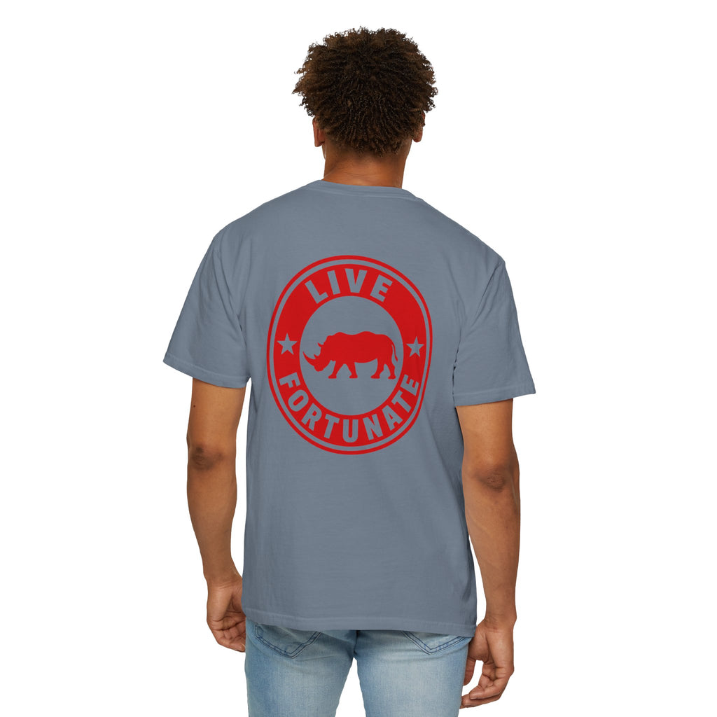 Live Fortunate Rhino T-Shirt — Red Rhino Logo Tee