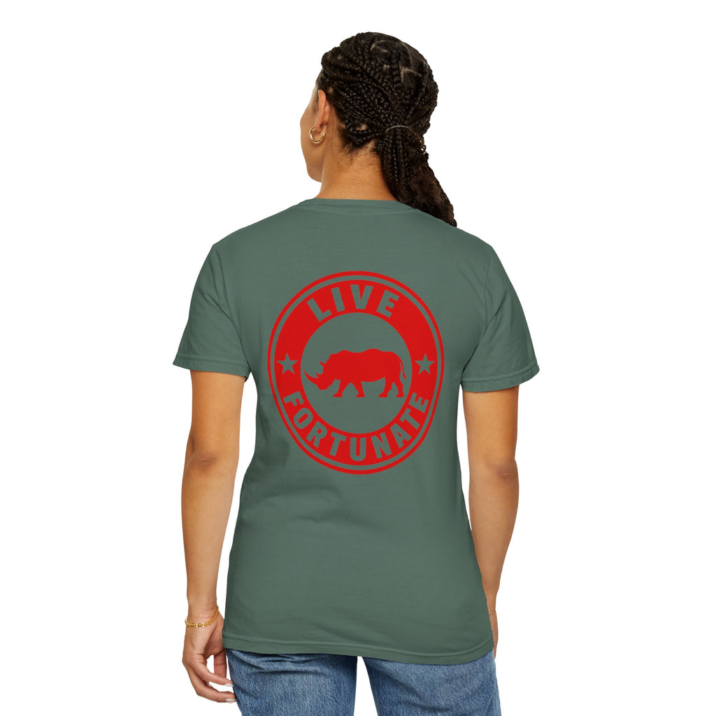 Live Fortunate Rhino T-Shirt — Red Rhino Logo Tee