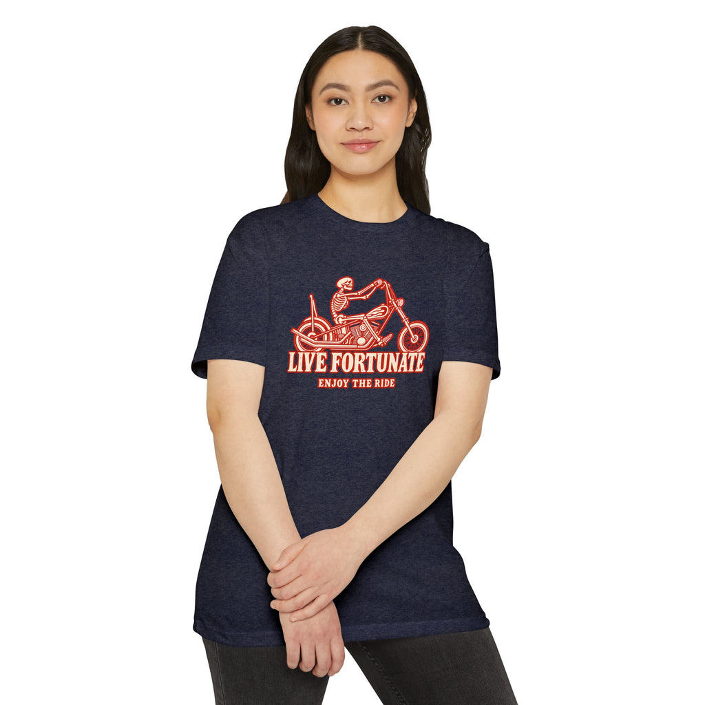 Live Fortunate Enjoy the Ride Skeleton Motorcycle Tee