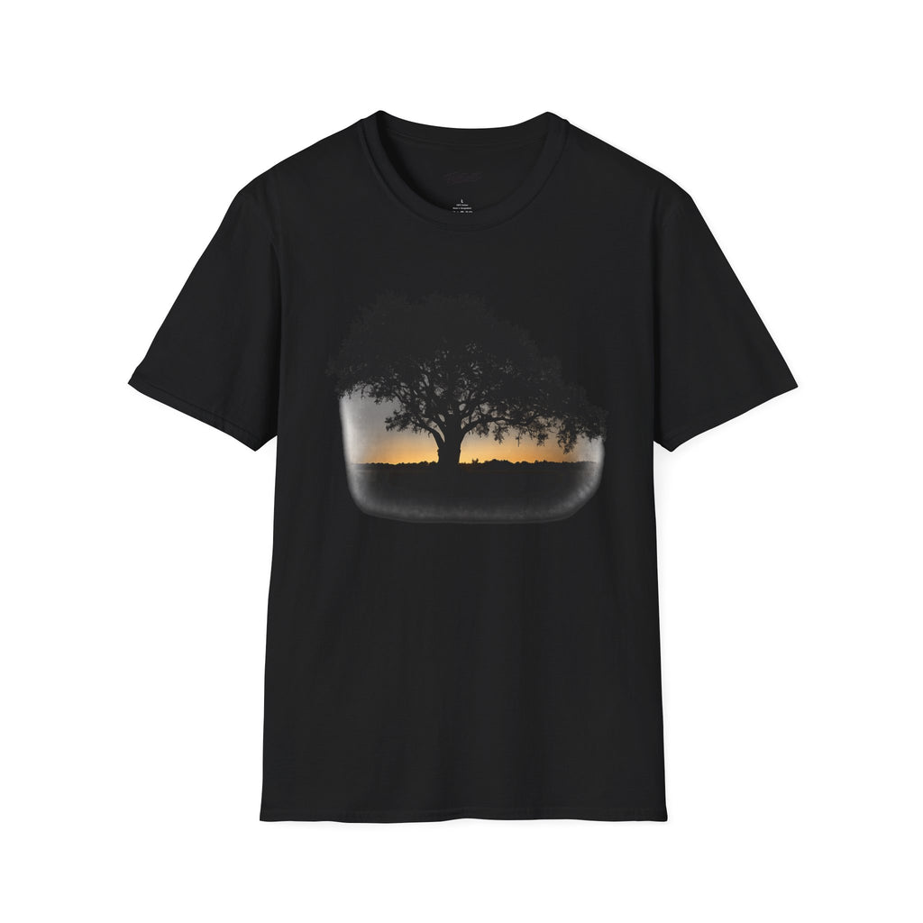 Tree of Clues Sunset T-Shirt — Silhouette Nature Graphic Tee