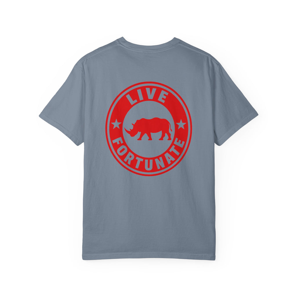 Live Fortunate Rhino T-Shirt — Red Rhino Logo Tee