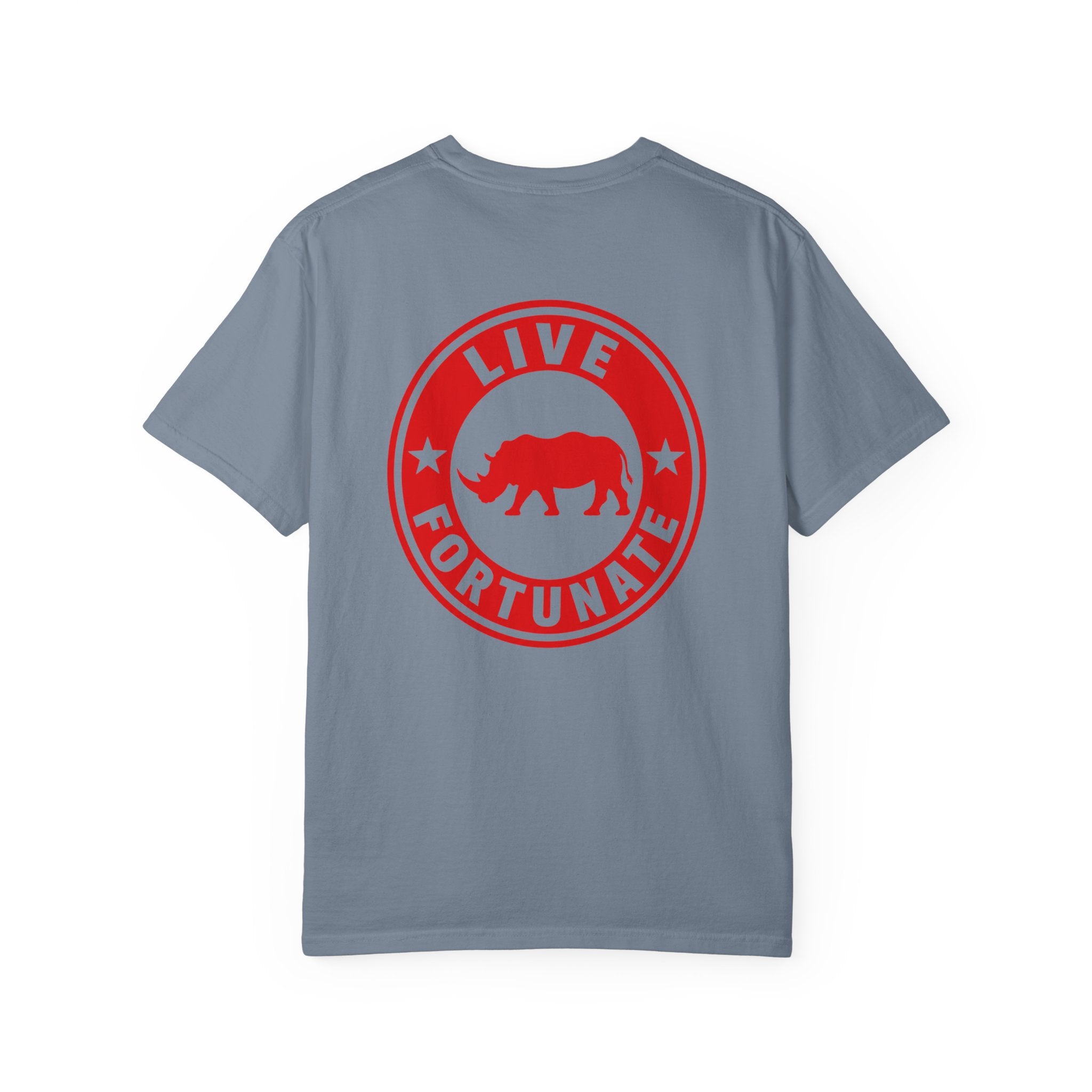 Live Fortunate Rhino T-Shirt — Red Rhino Logo Tee