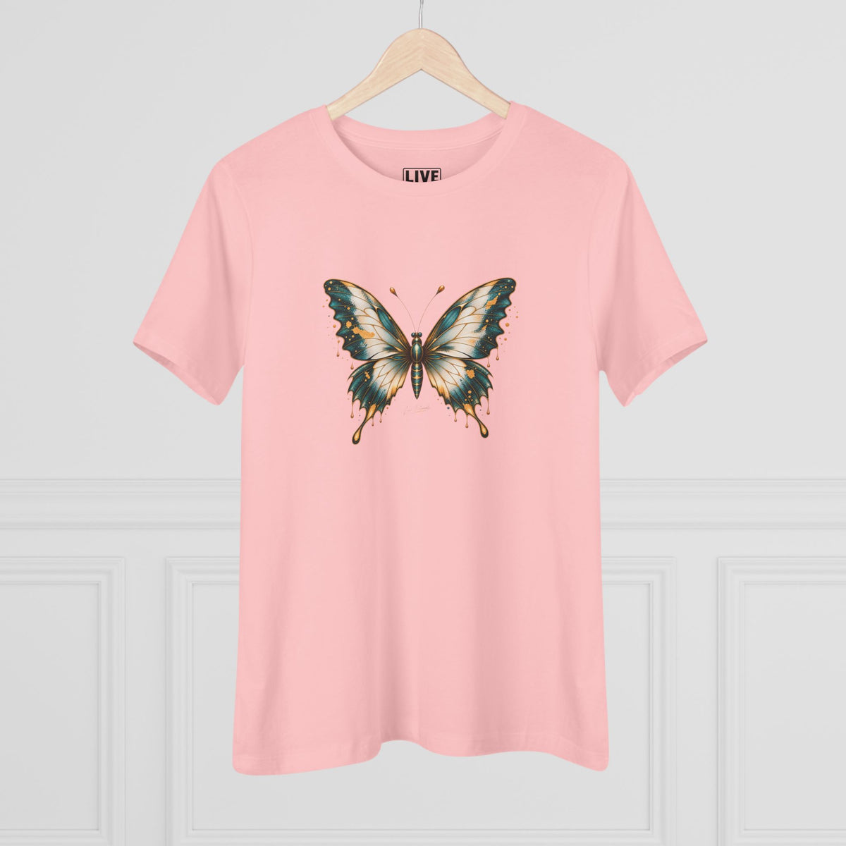 Butterfly Graphic Tee — Teal & Gold Vintage Butterfly Women's T-Shirt
