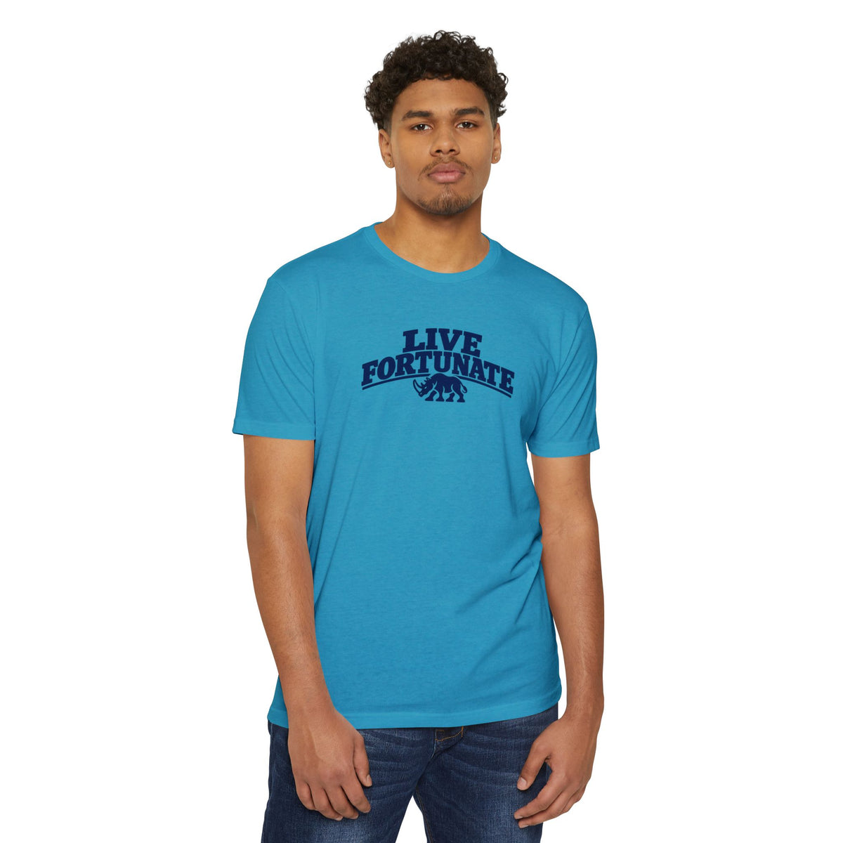 Live Fortunate Rhino Collegiate Tee | Premium Everyday T-Shirt