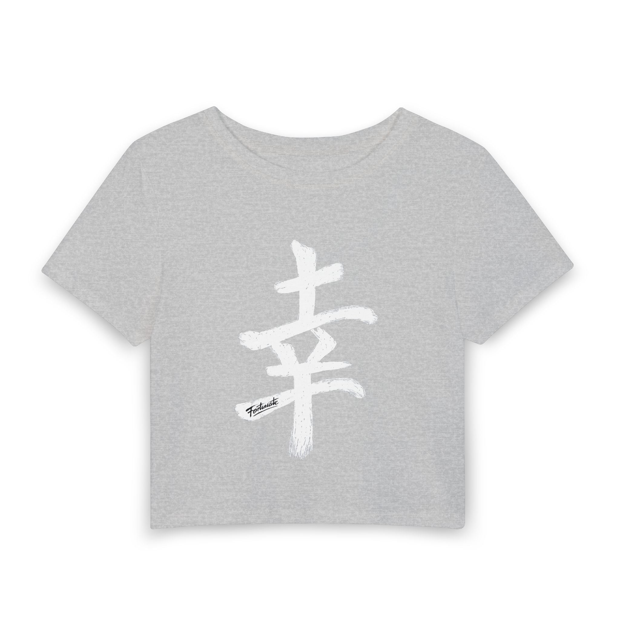 Women's Baby Tee - Minimal Brushstroke Kanji Crop Top