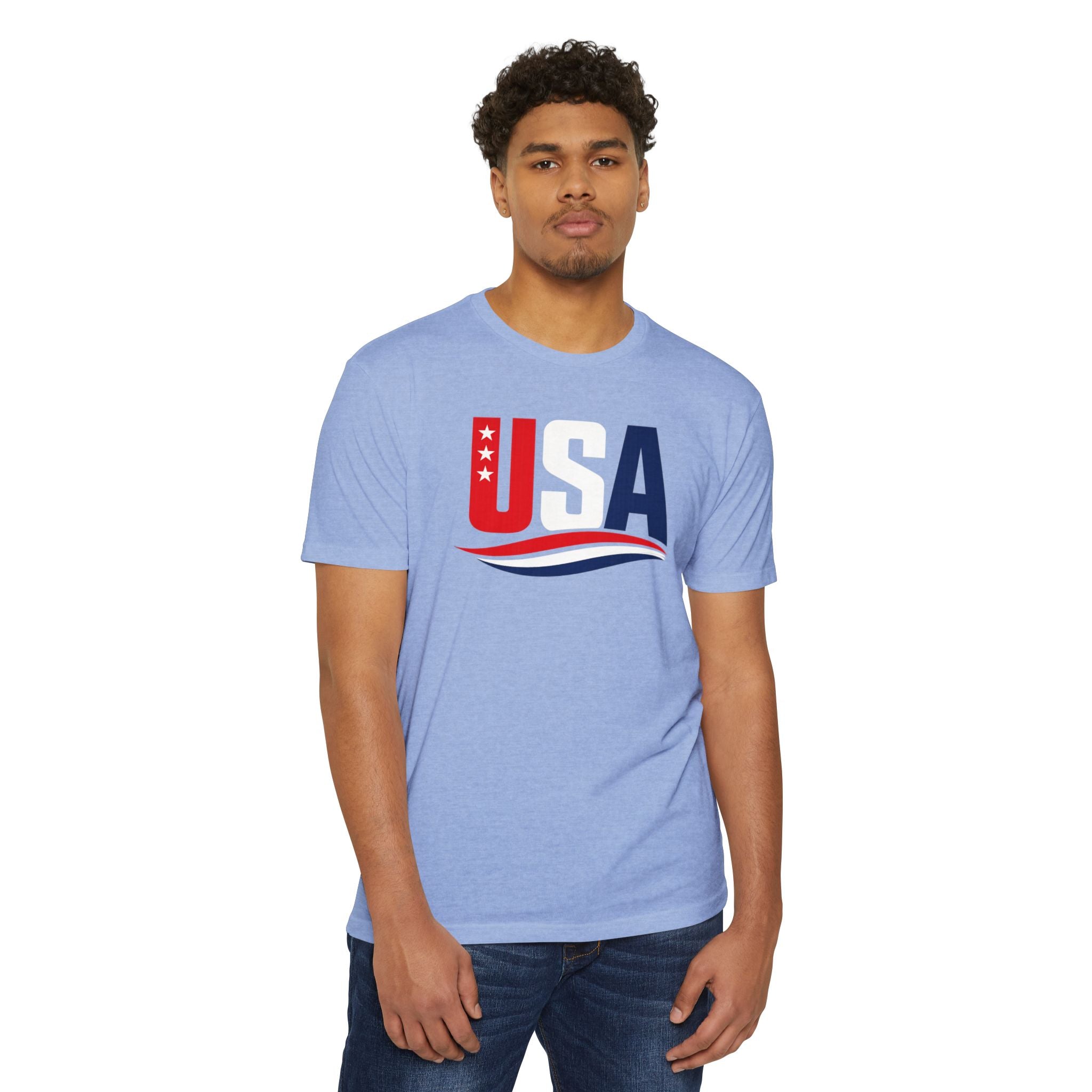 USA Flag Graphic T-Shirt — Patriotic Red White Blue Tee