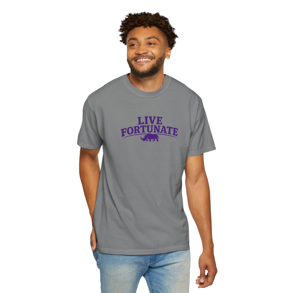 Live Fortunate Rhino Graphic T‑Shirt
