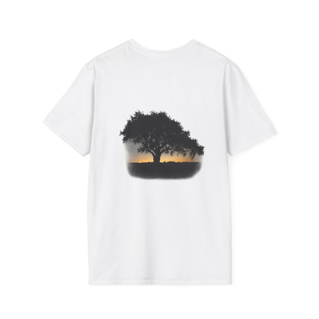 Tree of Clues Sunset T-Shirt — Silhouette Nature Graphic Tee