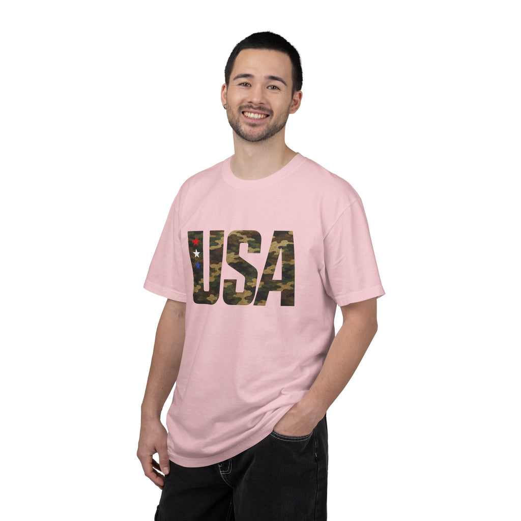 USA Camo Graphic T‑Shirt — Patriotic Military Style Tee