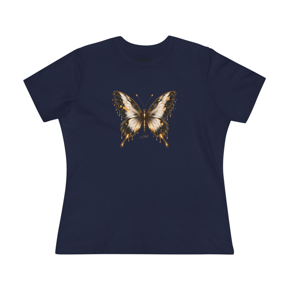Butterfly Graphic Tee — Black/Antique White/Gold butterfly