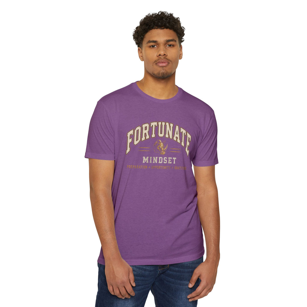 Fortunate Mindset Men’s Vintage Rhino Graphic T-Shirt | Live Fortunate