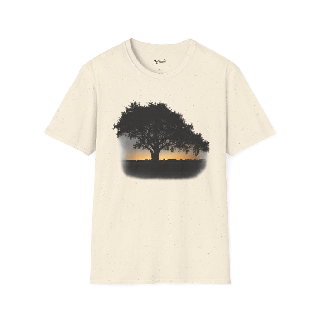 Tree of Clues Sunset T-Shirt — Silhouette Nature Graphic Tee