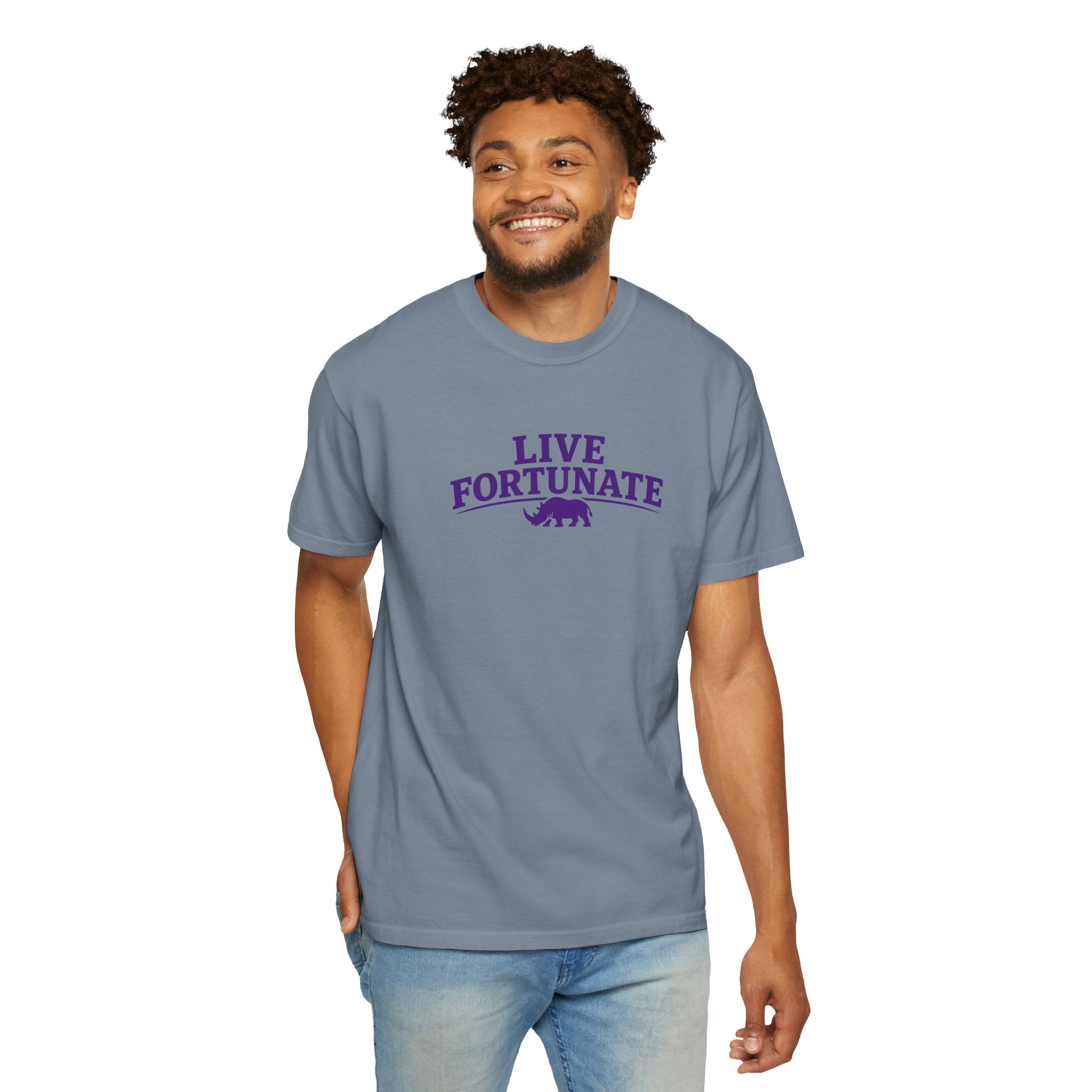 Live Fortunate Rhino Graphic T‑Shirt
