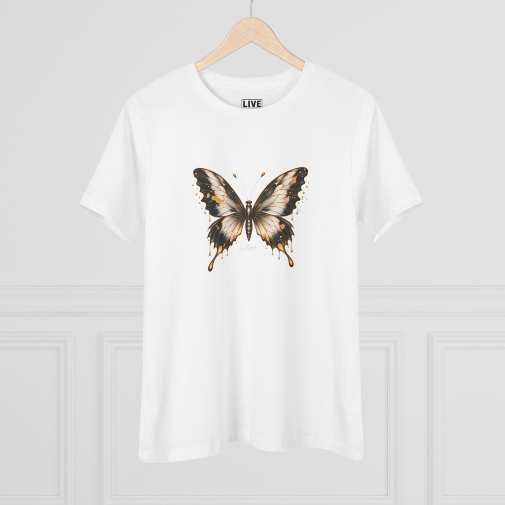 Butterfly Graphic Tee — Black/Antique White/Gold butterfly