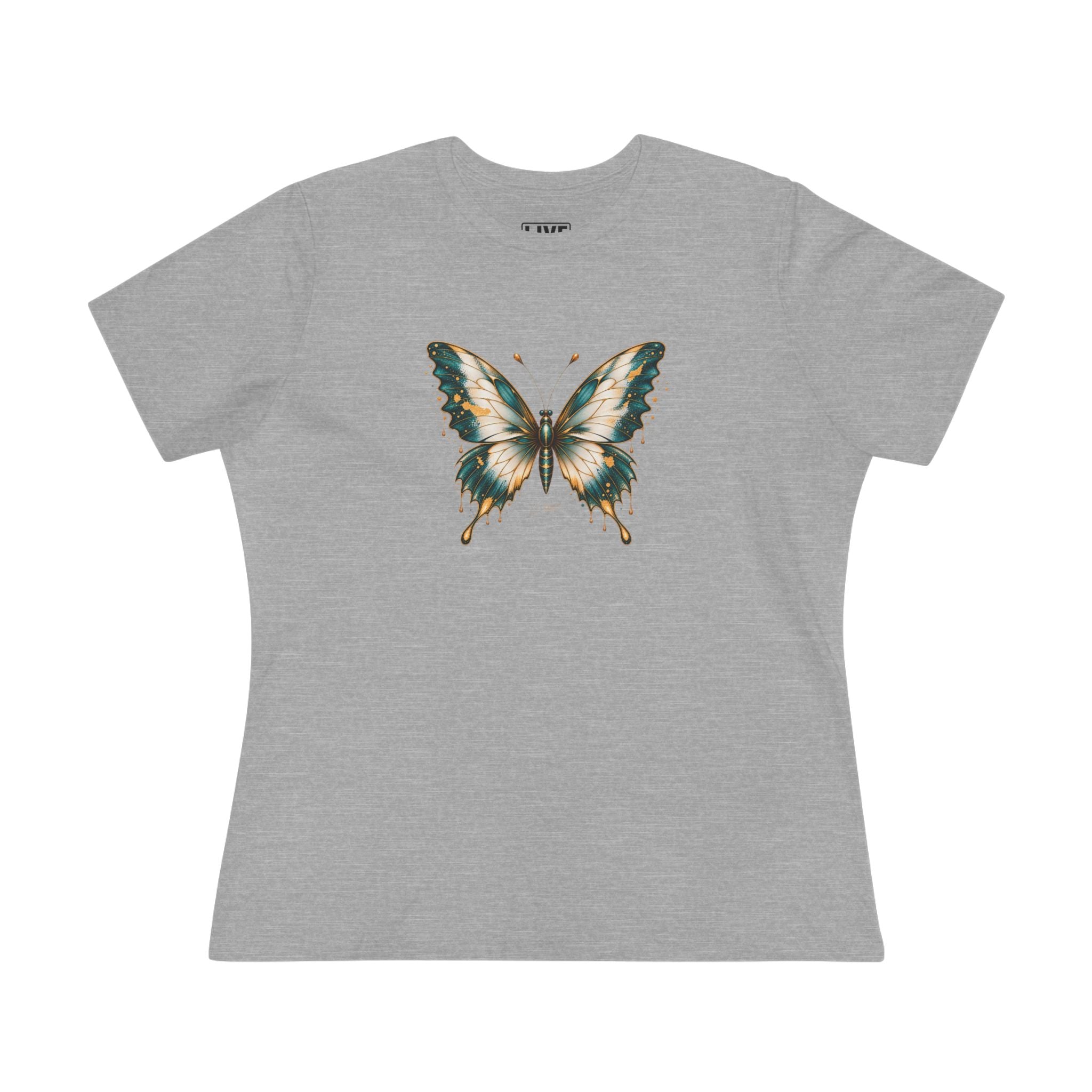 Butterfly Graphic Tee — Teal & Gold Vintage Butterfly Women's T-Shirt