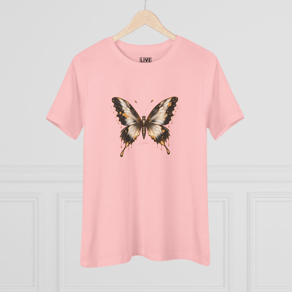 Butterfly Graphic Tee — Black/Antique White/Gold butterfly