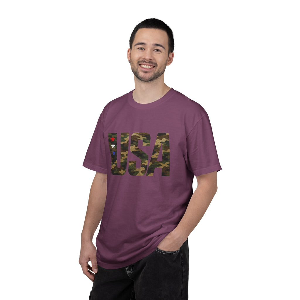 USA Camo Graphic T‑Shirt — Patriotic Military Style Tee