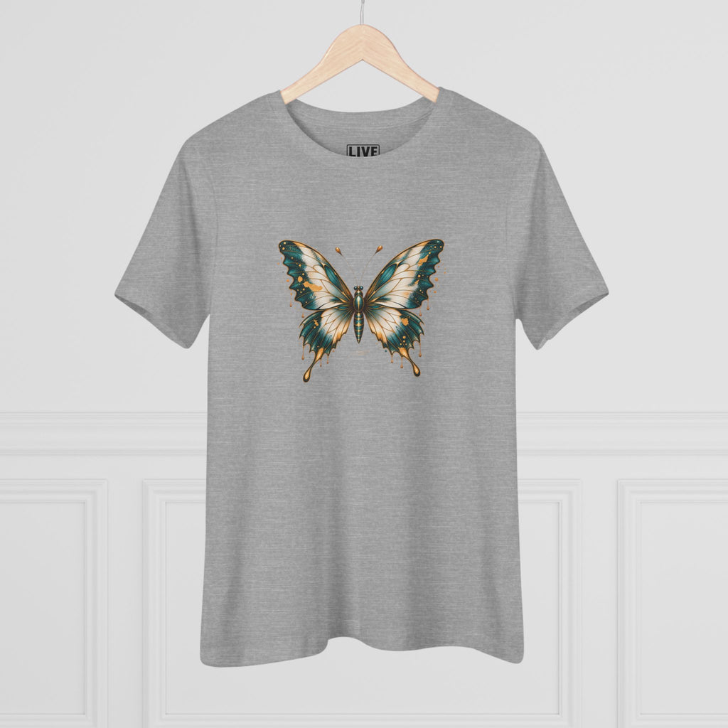 Butterfly Graphic Tee — Teal & Gold Vintage Butterfly Women's T-Shirt