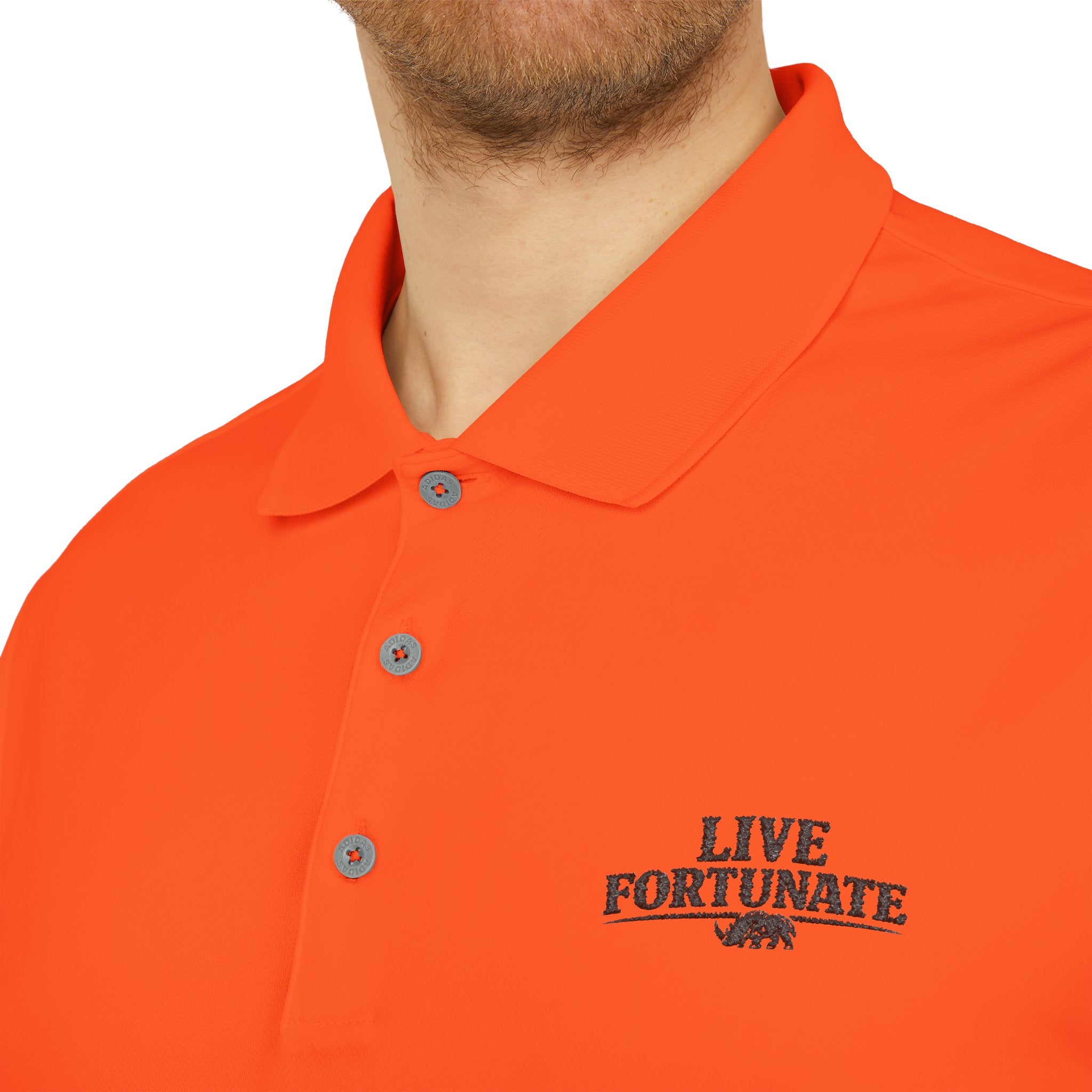 Live Fortunate Men’s Adidas Performance Polo – Embroidered Rhino Logo