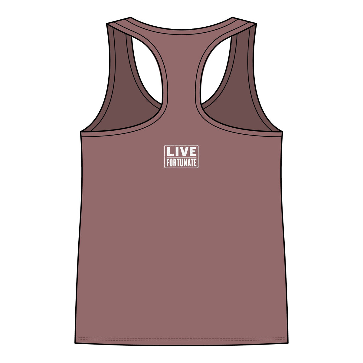 Fortunate Women’s Racerback Tank – Gold Wordmark