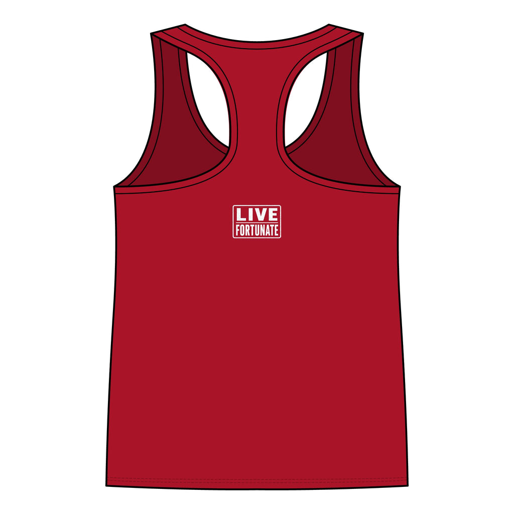 Fortunate Women’s Racerback Tank – Gold Wordmark