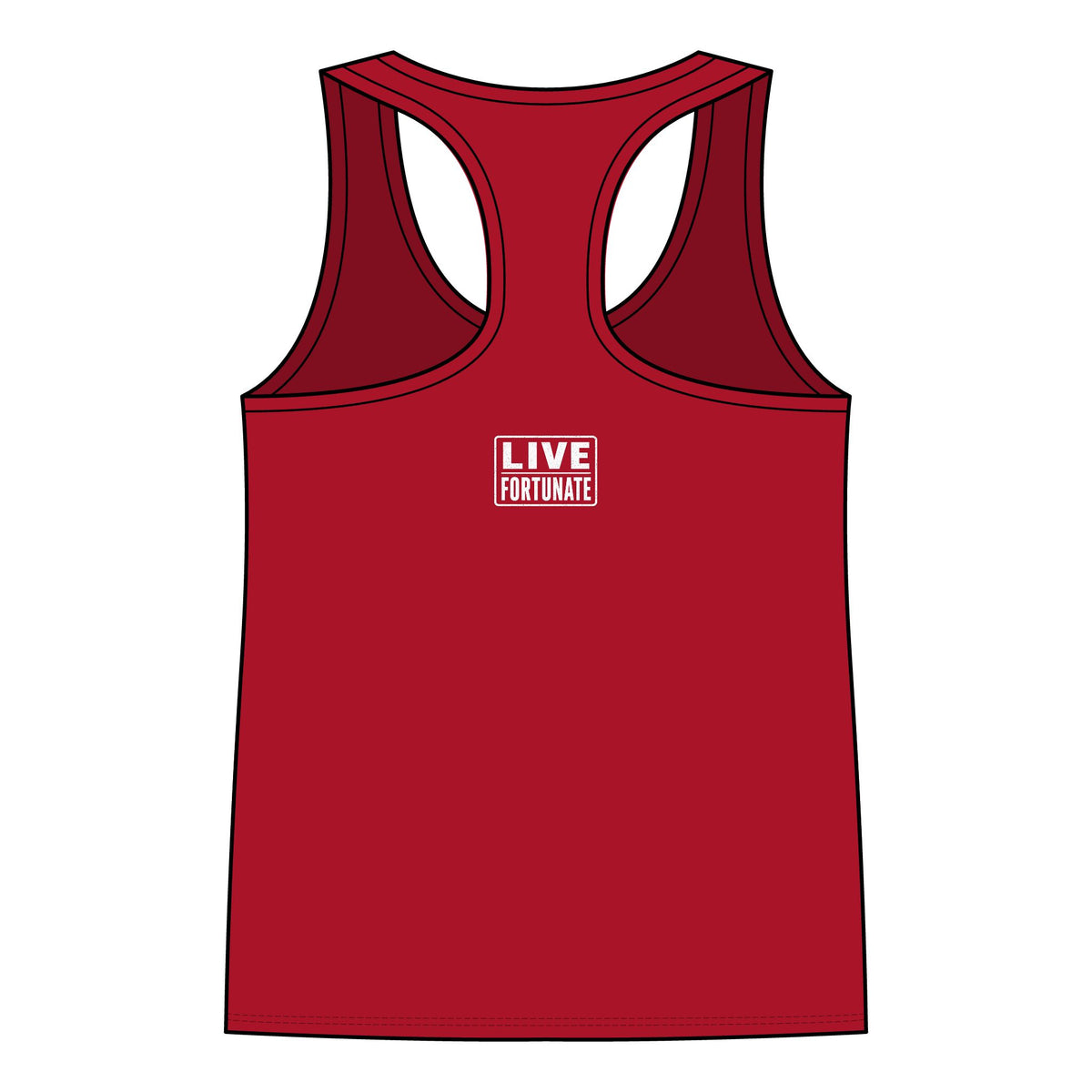 Fortunate Women’s Racerback Tank – Gold Wordmark