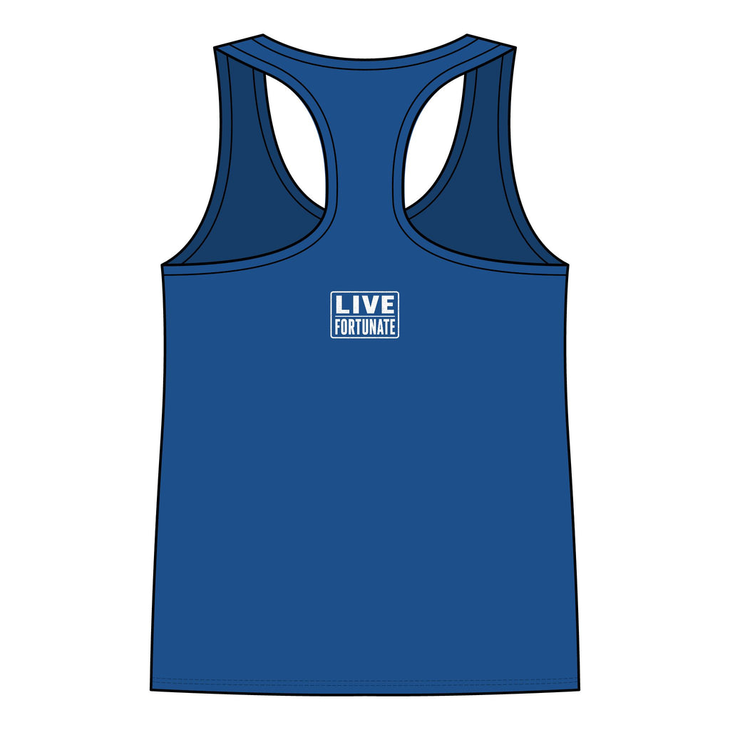 Fortunate Women’s Racerback Tank – Gold Wordmark