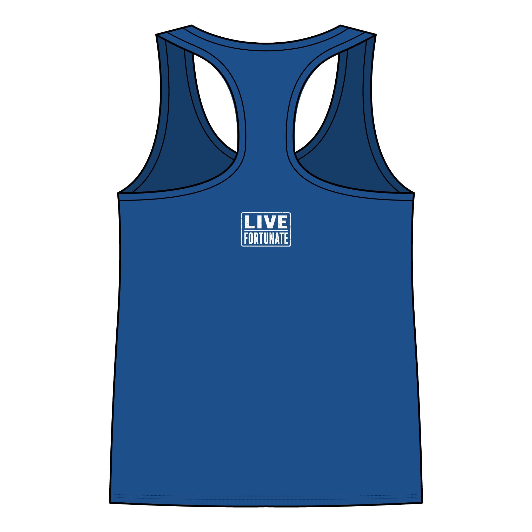 Fortunate Women’s Racerback Tank – Gold Wordmark