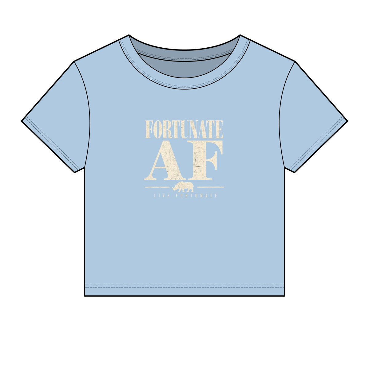Fortunate AF Women’s Baby Tee — Vintage Cream Graphic