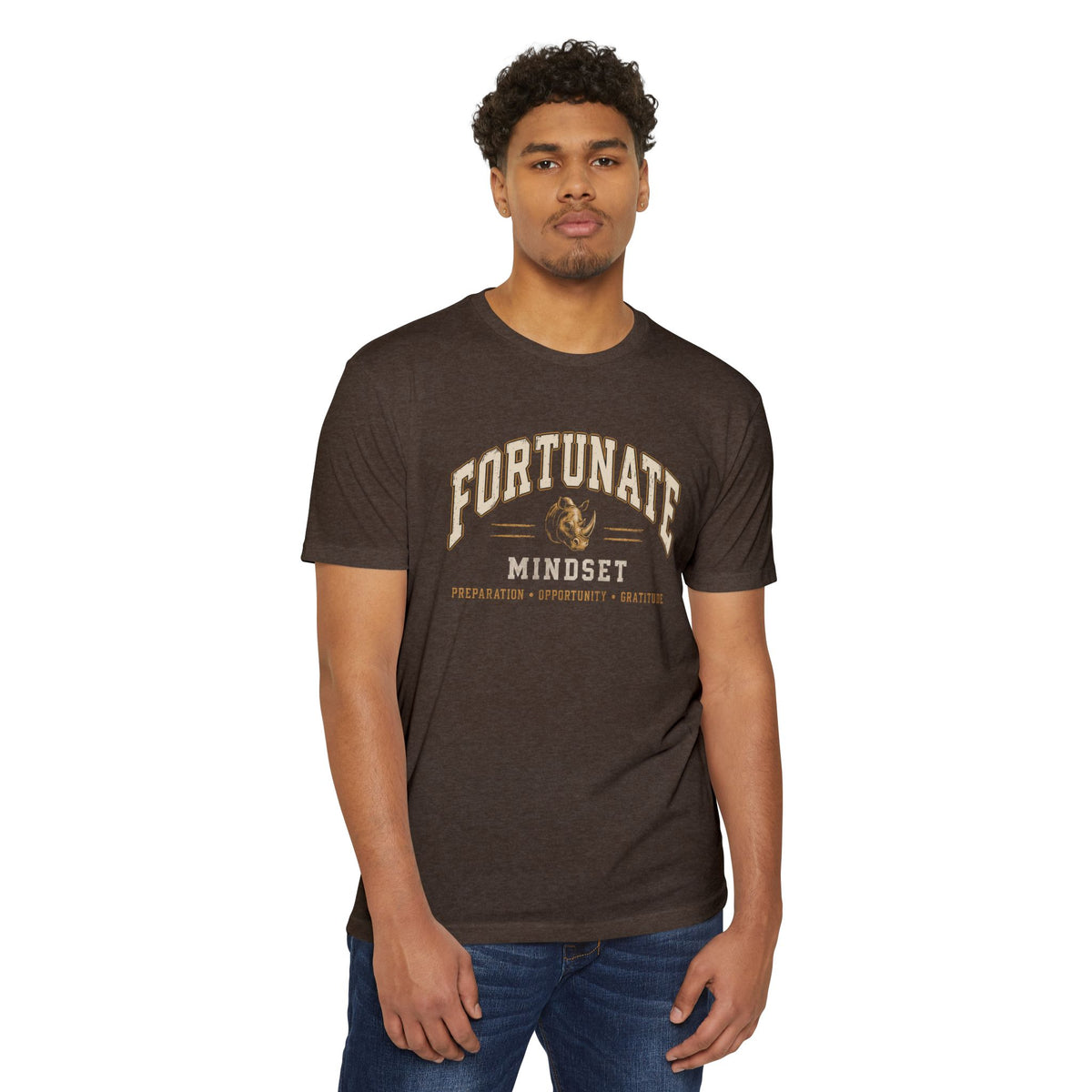 Fortunate Mindset Men’s Vintage Rhino Graphic T-Shirt | Live Fortunate